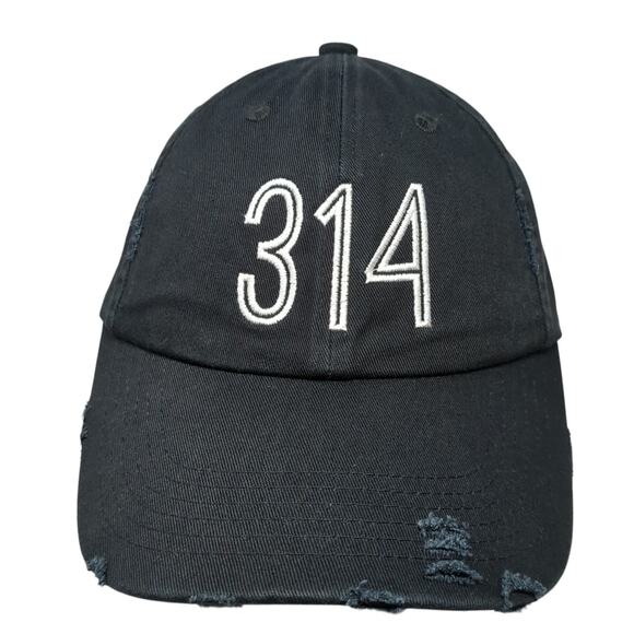 314 Slideback Baseball Cap Black OS Adjustable Embroidered Distressed District - Picture 1 of 10